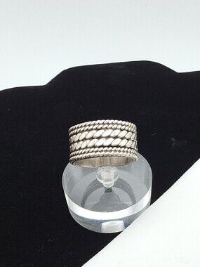 Vintage Taxco 925 Sterling Silver Twisted Cable Cigar Band Ring Sz 10